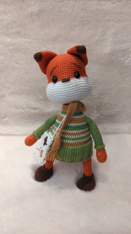 Handmade Crochet Fox with clothes