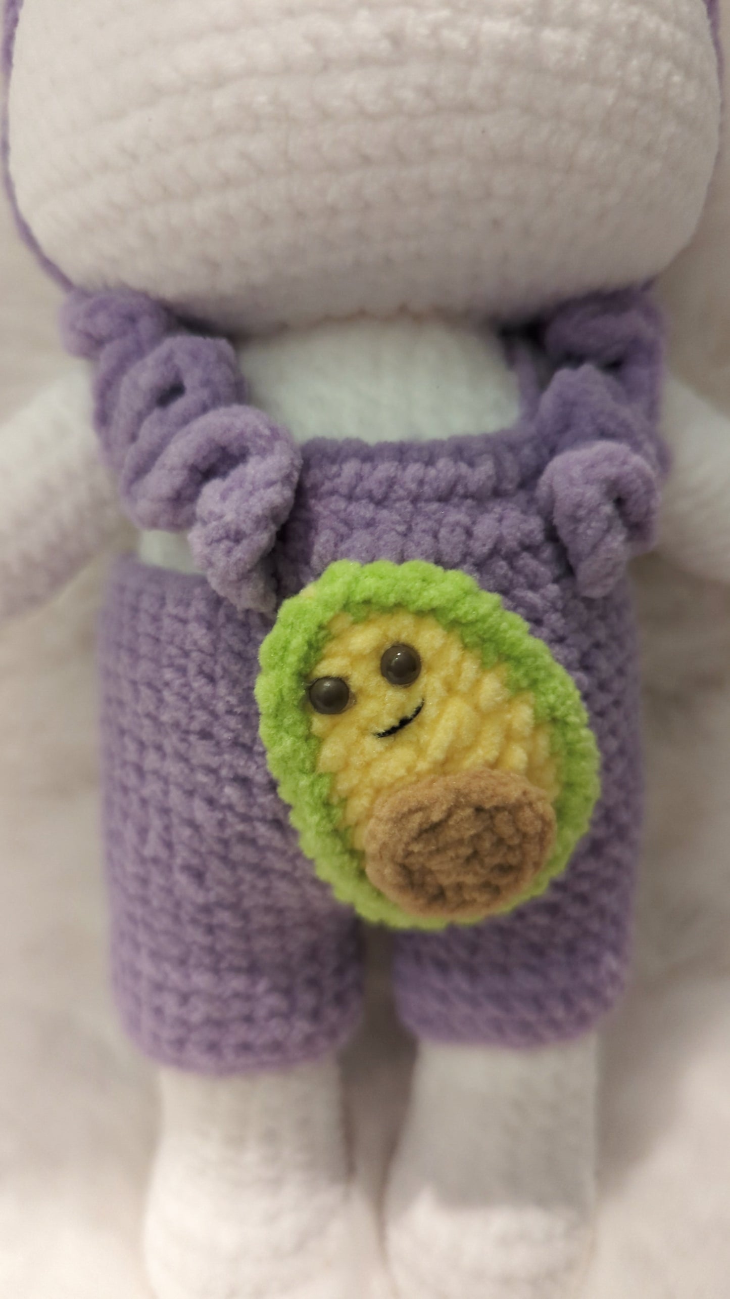 Handmade Crochet Rabbit in purple overall