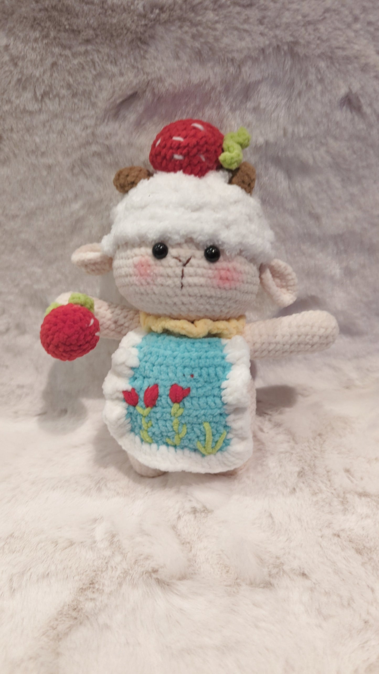 Handmade Crochet Strawberry lamb