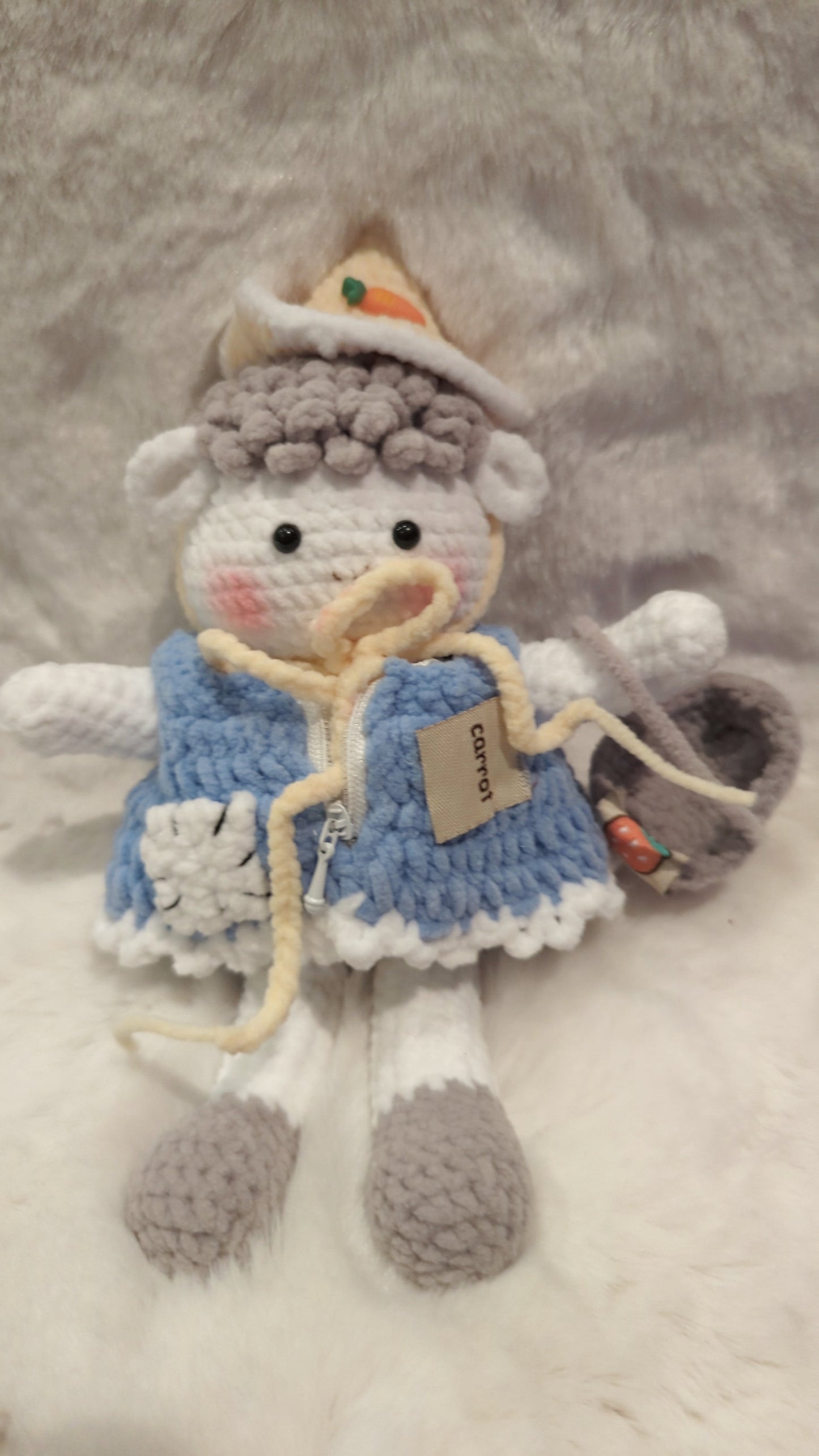 Handmade Crochet Grey Lamb