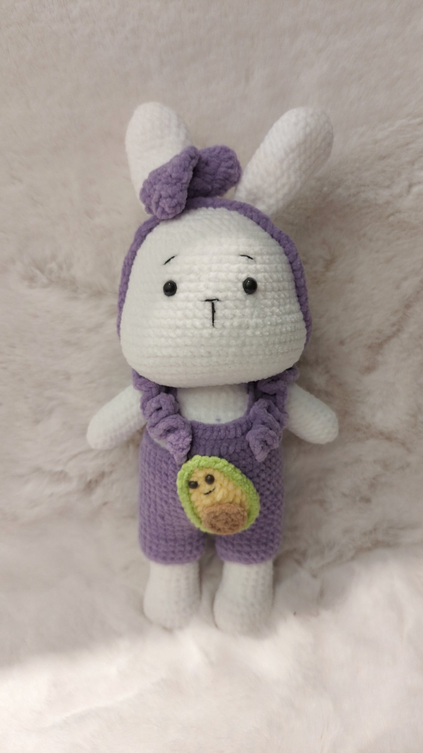 Handmade Crochet Rabbit in purple overall