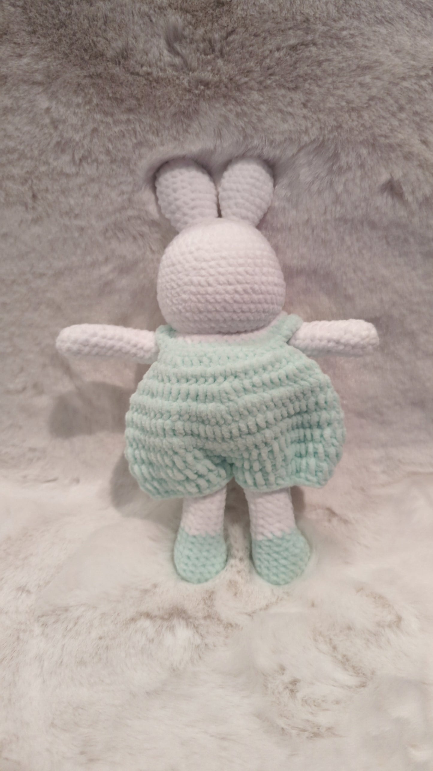 Handmade Crochet Rabbit in Green Jacket